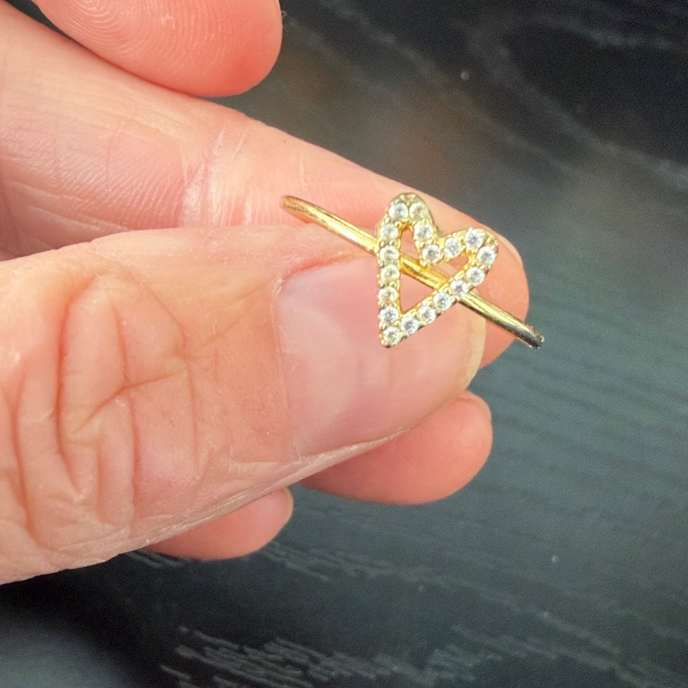 Uncommon James Gold Heart Ring with Clear Crystals